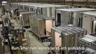 Projekt XPO – timelapse-film inne på fabriken i Överkalix när hotellmodulerna produceras.