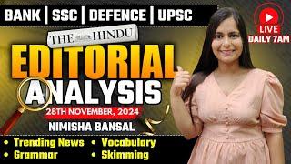 Editorial Analysis | 28th November, 2024 | Vocab, Grammar, Reading, Skimming | Nimisha Bansal