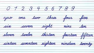 English cursive writing practice for beginner | Numbers name 1 to 20 | Simple improve handwriting