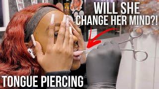 FULL PROCESS HERE! ️ Tongue Piercing Vlog | Pain level | Aftercare