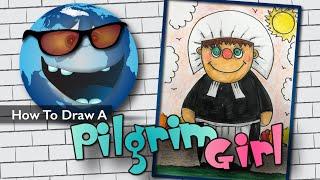 Pilgrim Girl  Thanksgiving  Easy    How to Draw   Step by Step    Frazier Tales 