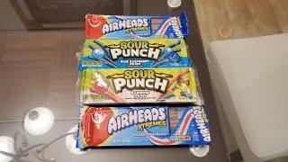 Airheads & Sour Punch - Xtremes Bluest Raspberry & Rainbow Straws Review! 