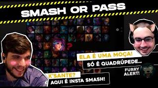 É DENTRO OU NÃO? SMASH OR PASS DE CAMPEÕES DO LOL COM SHINI  ALERTA DE NERDISSE 