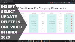 Insert Select Update Delete in PHP MySQLi in Hindi | CRUD Operation in PHP MySQL in Hindi in 2020