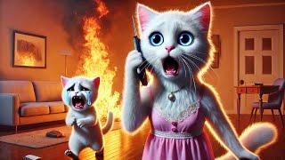 Kitten set House on Fire! #cat #cute #ai #catlover #catvideos #cutecat #aiimages #aicat