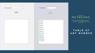 NetBeans tutorial :  table of any number