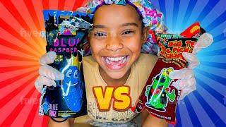 Chamoy Pickle Challenge!! Blue VS Red