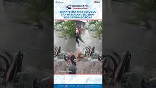 Viral Emak-emak Naik Motor Tercebor, Masuk Gorong-gorong, Sempat Tenggelam