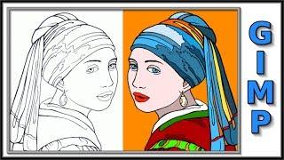 Gimp: Coloring Picture and Line Drawing