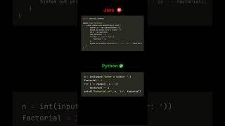 Java vs Python: Factorial Algorithm Comparison #DeveloperComparison