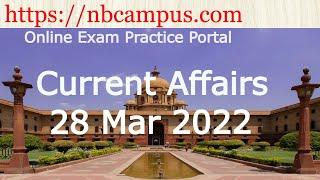 Current Affairs: 28 March 2022 (Government Jobs, Competitive Exams - India)