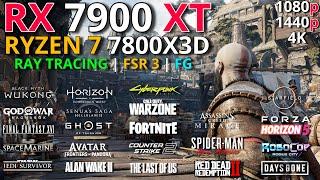 RX 7900XT + RYZEN 7 7800X3D | Test in 25 Games | 1080p - 1440p - 4K | Ray Tracing & FSR 3 | FG