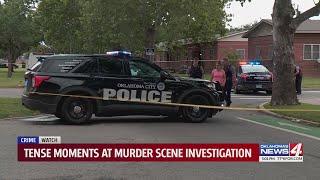 Tense moments at murder scene investigation