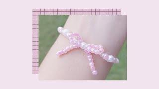 DIY Bowknot Ribbon Beaded Bracelet 