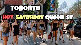 Toronto Saturday Queen Street West Downtown walking Tour Canada 4K