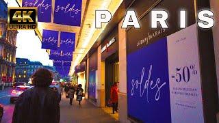 Paris France Winter Sale - Soldes d'hiver 2023 - Winter Walk in Paris 4K60fps