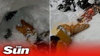 Skier races against the clock to dig out snowboarder buried head first under snow