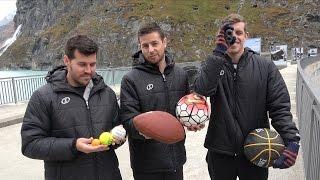 Sports Balls Vs. Magnus Effect from 200m Dam! | How Ridiculous