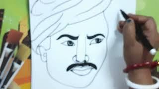 Birsa Munda drawing || birsa Munda outline drawing || Easy birsa monda drawing .