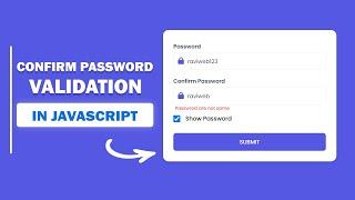 Confirm Password Validation || Password Validation in Javascript ||   Form Validation