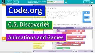 Other Forms of Input - Lesson 13.5 (Lesson 13.6 in 2018) Code.org Tutorial with Answers