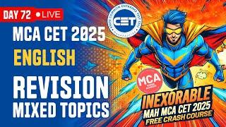 English Revision Mixed Topics for MAH MCA CET 2025 | DAY 72  INEXORABLE Free Crash Course 