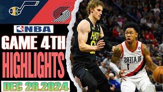 Portland Trail Blazers Vs Utah Jazz Game 4th Highlights Dec 26,2024 NBA Season 2024-25