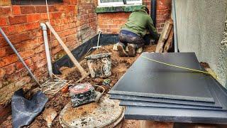 Stop DAMP Walls Using Plastic and Slate Slabs Garden Patio