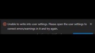 unable to write into user settings vscode