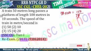 A train 50 metres long passes a platform of length 100 metres in10 seconds. The speed of the