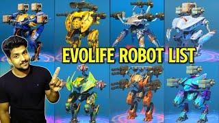 War Robot Evolife  Bots List | war robot all Evolife robot list | Evolife bots #warrobots#gaming