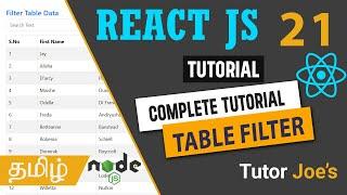 React Filterable Table: Build a Searchable Data Table | React JS in Tamil | Day - 21