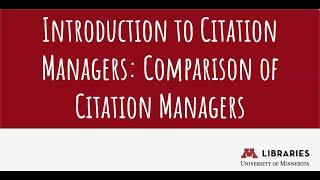 Introduction to Citation Managers: Key differences between citation managers