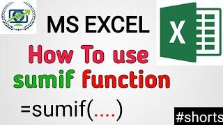 How To Use Sumif Function In Ms Excel in Hindi || #ms_excel  #shorts