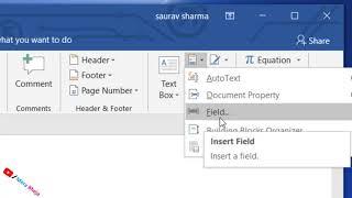 Insert Auto Update Date in Microsoft Word 2016/2019