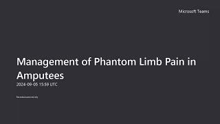 Management of Phantom Limb Pain in Amputees