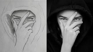 drawing Pictures | how to Draw a hand and face behind | tutorial drawing step by step