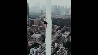 Would you dare to try this? Girl climbing on tower without fear| Daring