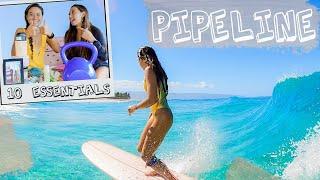 SURFING PIPELINE WHEN IT'S TINA SIZE!! (FEAT. OUR MOM!!)