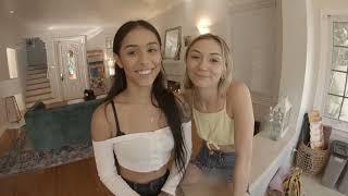 Hot Colombian Camila Cortez BTS with Chloe Temple about her first time in VR for SLR Originals (SFW)