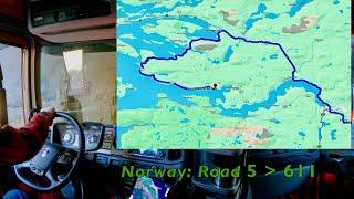 POV Driving  Norway Scania S560 - 5. Rv. 611 Tunnel 3.9