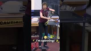 SHE'S SPINNING! How?! Conservation of #angularmomentum. #funny #fyp #reels #shorts #shortsvideo