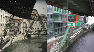 Wuppertal Schwebebahn 1902 & 2015 side by side video