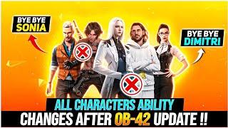 ALL CHARACTER ABILITY CHANGES AFTER OB-42 UPDATE || FREE FIRE OB-42 UPDATE CHANGES