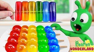 Pea Pea Making Satisfying Rainbow Jelly Dessert - Video for kids - PeaPea Wonderland