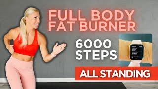 6000 STEPS POWER WALK FULL BODY FAT BURNER | Standing, fast-paced workout! | Workouts By ZZ