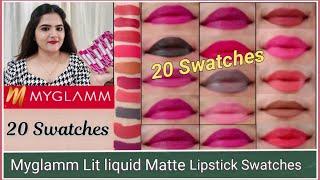 Myglamm Lit Liquid Matte Lipstick Swatches & Review || 20 Swatches part-2 | how to get free lipstick