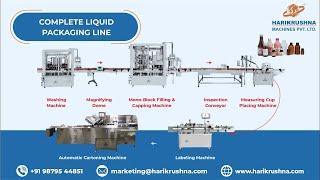 Automated Liquid Packaging Line: 4-in-1 Volumetric Filling, Capping, Sealing, Labeling, and More!