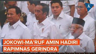 Jokowi dan Ma'ruf Amin Hadiri Rapimnas Gerindra, Kompak Pakai Safari Putih