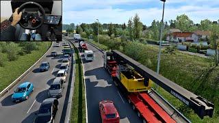 Transporting a drilling machine | Euro Truck Simulator 2 | Logitech G29 Gameplay